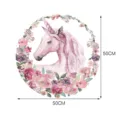 Autocollant mural rond de licorne aquarelle autocollant de carreau floral 50cm - Film Sergé YDB302