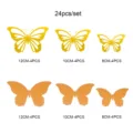 autocollants muraux papillon creux 3d ensemble de 24 pièces or décoration de fête maison - 24 Pièces/Paquet / Or et papier perlé étoile dorée