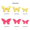 Set 24pz adesivi murali farfalla cava doppio strato 3D in colori giallo e rosa. - Oro e carta perlata magenta