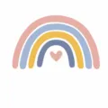Boho rainbow wall sticker with cute heart design, available in four sizes for room decor. - Style E