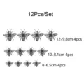 12pcs 3d hollow bee wall stickers set simulation insect home decor party crafts - Black Pearlescent Paper