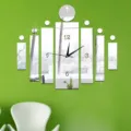 3D acrylic mirror wall clock DIY sticker modern design living room home decor clock. - GZ005 Silver
