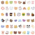 Cute cartoon bear rabbit stickers aesthetic waterproof vinyl stickers for phone case notebook. - 50 Pcs Cartoon Bear B