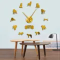 Grande orologio da parete English Mastiff adesivo specchio acrilico decorazione 1 - Oro