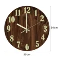 Holzoptik Wanduhr mit leuchtenden Zahlen 30cm leise runde Uhr für Heimdekoration - Holzmaserung