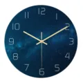 Minimalist round starry sky acrylic wall clock with gold hands and clear numbers for home decor. - CC020