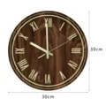 Luminöse Holz Wanduhr 30cm leise runde Uhr für Schlafzimmer und Wohnzimmer Deko. - Holzmaserung