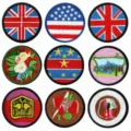 Round embroidered national flag and decorative patches set, perfect for backpacks and clothes. - 9-Piece Set (DW9096 Set of 9)