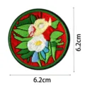Round embroidered patch with floral design, ideal for jackets and backpacks decoration. - Red Floral Style (DW9096-3)