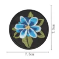 Runder bestickter Stoffaufnäher blaue Blume Applikation DIY Dekoration 7.5cm - Stil 5 (DW9187-5)