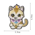 Simpatico cerotto ricamato di gatto dei cartoni animati con corona per decorazione vestiti. - DW9175-8