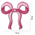 Pink bow embroidery patch for clothing accessories, DIY cute ribbon craft badge applique, 9x9cm - Bowknot Style(DW9067-8)