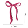 Pink ribbon bow embroidery patch detail view showing height and width dimensions clearly. - Bowknot Style(DW9067-9)