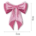 Pink embroidered bow patch for clothing accessories, diy craft decoration 5x6cm size - Bowknot Style(DW9067-13)