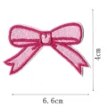 Pink embroidered bow patch detail view, exquisite stitching and clean white border design. - Bowknot Style(DW9067-14)