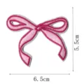 Close-up of pink embroidered bow patch detail, showing fine texture and stitching craftsmanship. - Bowknot Style(DW9067-20)