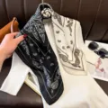 Klassieke zwart-witte paisley print vierkante sjaal, 70cm vintage zijden sjaal voor dames. - RY-04
