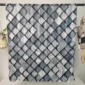 Damen langer Polyester Schal mit geometrischem Rautenmuster, stylisches bedrucktes Tuch für Alltag. - RY-08
