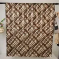 Brauner geometrischer karierter Damenschal, eleganter Polyesterschal mit Metallicfaden. - RY-15