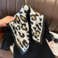 Chic 70cm square silk scarf featuring a stylish leopard print design, versatile for any outfit. - RY-17