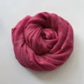 Donna sciarpa monocolor cotone lino dettaglio, forma rosa arrotolata, lungo scialle retrò. - 185*100cm / Rosa Polvere (RY-21)