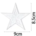 Close-up detail of a white star embroidered patch, featuring clear size dimensions for DIY use. - Pentagram Embroidery (9071-2)
