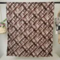 Damen Polyester geometrisch kariert langer Schal Tuch braun Vintage Print Halstuch - RY-20