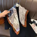 French style 70cm satin paisley print square scarf elegant women versatile silk shawl - RY-25