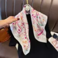 French floral silk scarf for women, elegant paisley neck scarf and stylish shawl. - RY-26