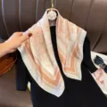 French vintage orange sun print square scarf 70cm elegant women silk scarf neckerchief - RY-27