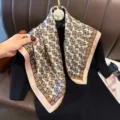 French vintage silk satin square scarf 70cm brown floral print versatile stylish neck scarf - RY-28