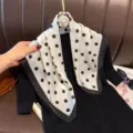 Elegant black and white polka dot silk square scarf 70cm, classic chic fashion neckerchief for women. - RY-31