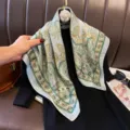 French vintage style paisley square scarf, elegant 70cm satin silk neckerchief for women. - RY-37