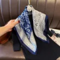 Blue white paisley print square silk scarf elegant women versatile neckerchief fashion shawl. - RY-43