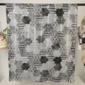 Damen langer Schal Tuch aus Polyester mit geometrischem Blockmuster in Schwarz Weiß - RY-38