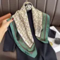 Chic French style geometric chain print square silk scarf for women stylish accessory - RY-55