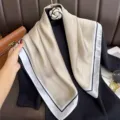 Elegant satin square scarf with chic contrasting border, versatile women's neck accessory. - RY-60
