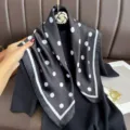Classic black and white polka dot square scarf, elegant silk fashion accessory for women. - RY-61