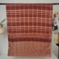Damen langer Polyester Schal mit geometrischem Karomuster und Pünktchen Saum, eleganter Schal. - RY-50