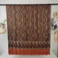 Damen langer bedruckter Schal Polyester geometrisches Muster braun elegant Mode Tuch 185x80cm - RY-66