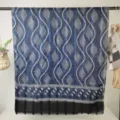 Blaues Damen Langtuch mit geometrischem Wellenmuster, stilvoller bedruckter Schal Mode. - RY-69