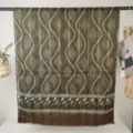 Grüner Wellenmuster langer Schal, elegantes Polyester Damenschal für herbstliche Tage. - RY-72