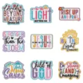 Set of 9 Bible verse iron-on embroidery patches, colorful motivational quotes fabric badges for clothing. - Full Set of 9