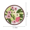 Detail view of the round embroidered floral patch, showing fine stitching and clear dimensions. - Style 2 (DW9186-2)