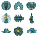 Set de patches brodés avec guitare cowgirl cœur et fleurs pour décoration de vêtements. - Ensemble de Neuf(DW9811D)