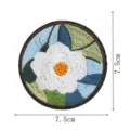 Round embroidered flower patch iron on badge white floral clothing accessories diameter 7.5cm - Style 4 (DW9186-4)