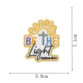 Detailed view of the Bible verse embroidered patch with dimensions for clothing and hat decor. - Be The Light Style (DW9156-4)