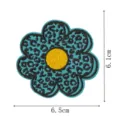 Vue détaillée du patch brodé en forme de fleur bleue avec motif léopard et dimensions précises. - Fleur Léopard(DW9811-30)