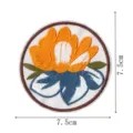Round floral embroidered patch with detailed orange and blue flower design, 7.5cm size. - Style 5 (DW9186-5)