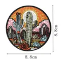 Cactus bordado parche redondo ropa accesorio DIY decorativo insignia aplique 8.8cm - Cactus del Desierto (DW9047-6)
